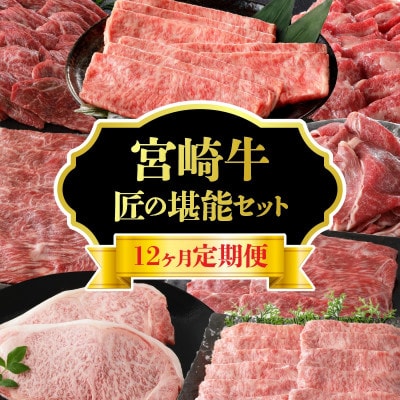 【発送月固定定期便】宮崎牛匠の堪能セット(ステーキ・スライス・カルビ焼肉など)(延岡市)全12回