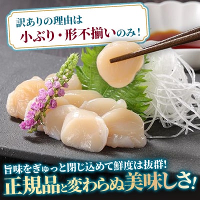【訳あり】北海道産 不揃いホタテ貝柱 計1.2kg(300g×4P) 小分けで便利 海鮮ほたて