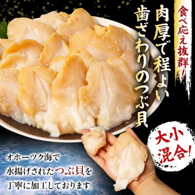 北海道オホーツク産 [大小混合]ひらきつぶ (刺身用)500g 冷凍【1243801】