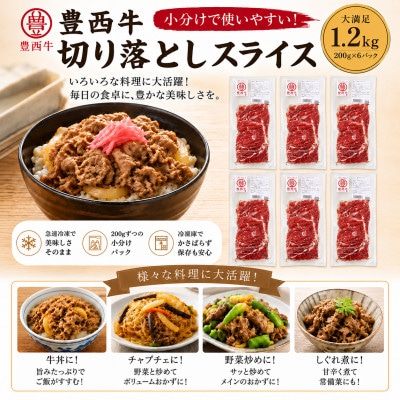 豊西牛切り落としスライス 1200g(200g×6パック)