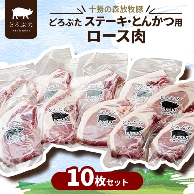 十勝の森放牧豚 どろぶたステーキ・とんかつ用ロース肉 10枚セット