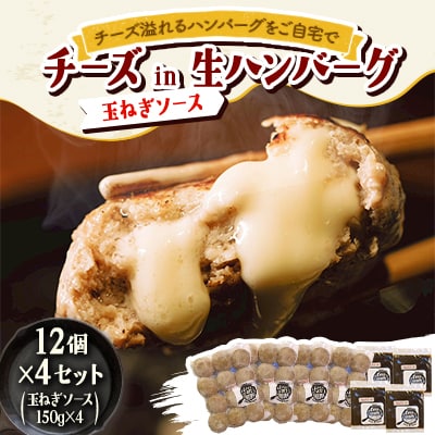 チーズ in 生ハンバーグ 12個×4セット+玉ねぎソース150g×4