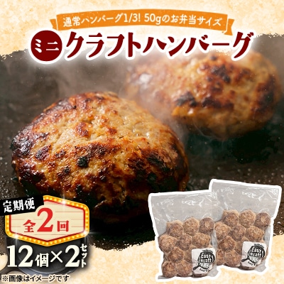 【毎月定期便】ミニクラフトハンバーグ(ミニ12個入り 1セット)　ソースなし 2セット全2回