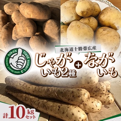  じゃがいも2種+ながいも 計10kgセット　北海道十勝帯広産