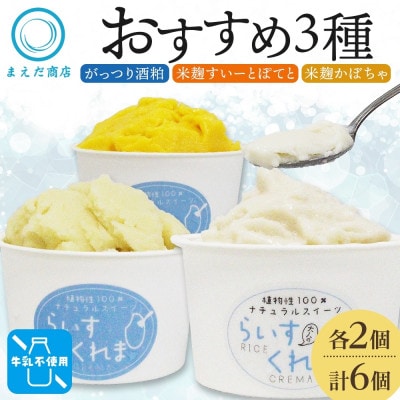 フローズン甘酒 らいすくれま オススメ3種 各2個 計6個 米麹 酒粕 北海道 帯広市