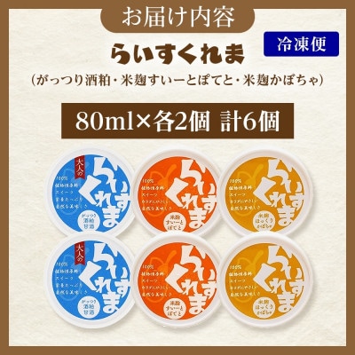 フローズン甘酒 らいすくれま オススメ3種 各2個 計6個 米麹 酒粕 北海道 帯広市
