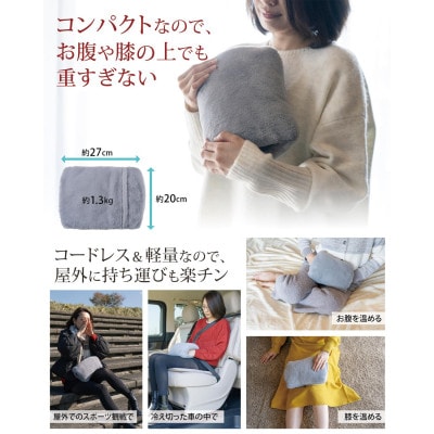 Style+ 電気蓄熱式湯たんぽ「もふたん2」もふもふカバー付き(ブルーグレー)