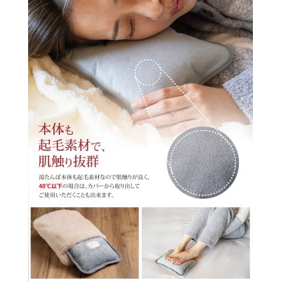 Style+ 電気蓄熱式湯たんぽ「もふたん2」もふもふカバー付き(ブルーグレー)