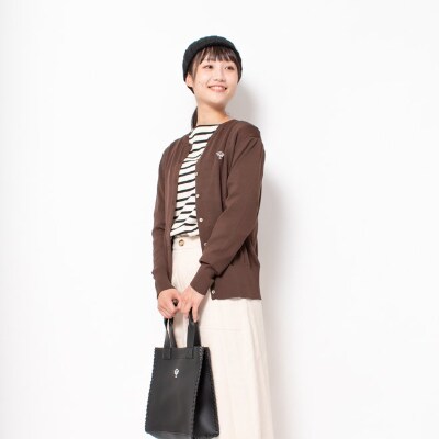 【KEYMEMORY】クルーネックカーディガン　BROWN