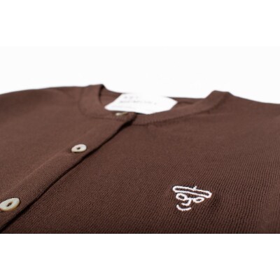 【KEYMEMORY】クルーネックカーディガン　BROWN