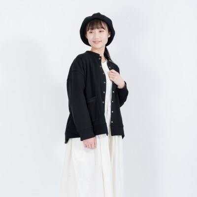 【KEYMEMORY鎌倉】ドットスウェットカーデガン BKACK