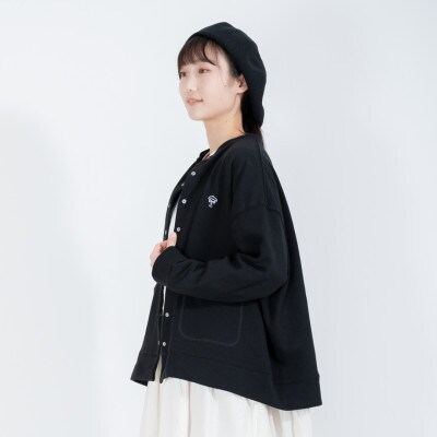 【KEYMEMORY鎌倉】ドットスウェットカーデガン BKACK