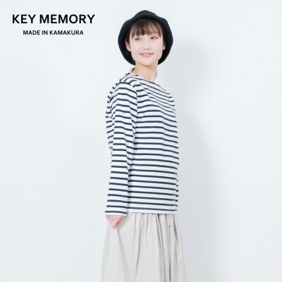 【KEYMEMORY鎌倉】ボーダー長袖Tシャツ WHITE×NAVY　サイズ0