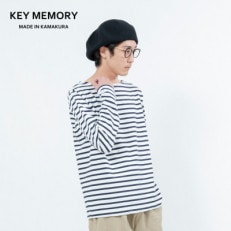 【KEYMEMORY鎌倉】ボーダー長袖Tシャツ WHITE&times;NAVY サイズ2