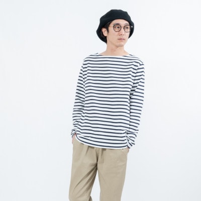 【KEYMEMORY鎌倉】ボーダー長袖Tシャツ WHITE×NAVY　サイズ2