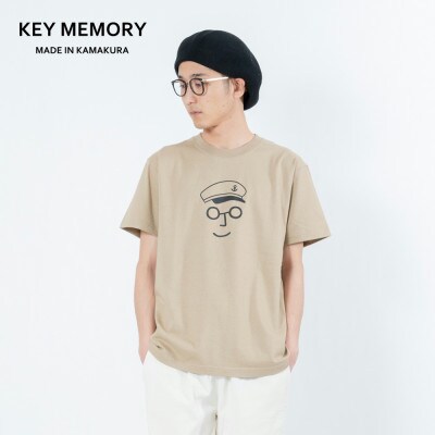 【KEYMEMORY鎌倉】セーラー帽イラストTシャツ BEIGE　サイズ2