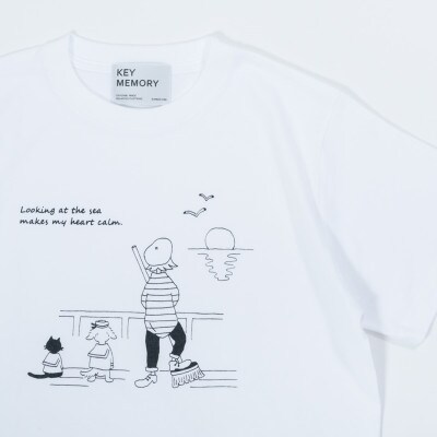 【KEYMEMORY鎌倉】Sea heartイラストTシャツ WHITE　サイズ0