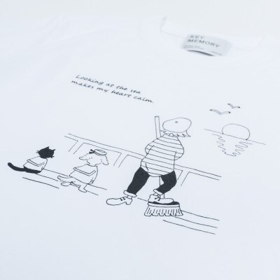 【KEYMEMORY鎌倉】Sea heartイラストTシャツ WHITE　サイズ2