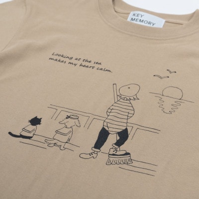 【KEYMEMORY鎌倉】Sea heartイラストTシャツ BEIGE　サイズ0