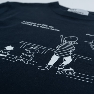 【KEYMEMORY鎌倉】Sea heartイラストTシャツ NAVY　サイズ0