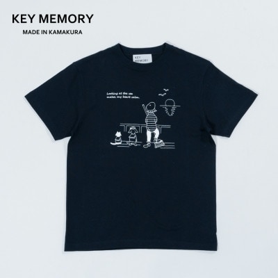 【KEYMEMORY鎌倉】Sea heartイラストTシャツ NAVY　サイズ2