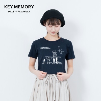 【KEYMEMORY鎌倉】Sea heartイラストTシャツ NAVY　サイズ2