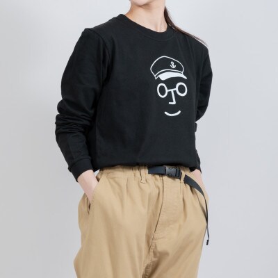 セーラー帽イラストロングTシャツ　BLACK　サイズ0