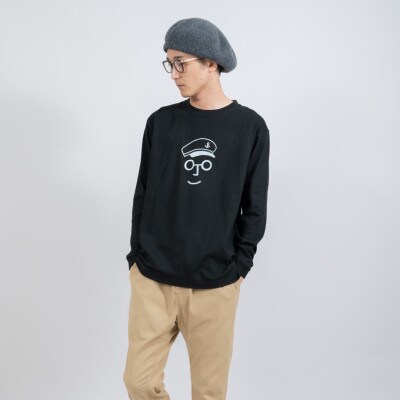 セーラー帽イラストロングTシャツ　BLACK　サイズ2