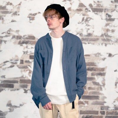 KEYMEMORY鎌倉のガーゼポケットシャツ BLUE サイズ1