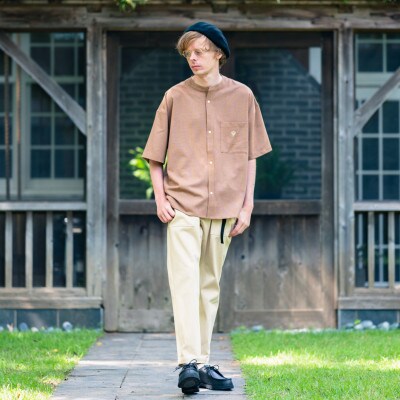 KEYMEMORY鎌倉のスナップチェックシャツ BROWN サイズ1