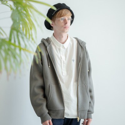 KEYMEMORY鎌倉のミラノリブZIPパーカー GRAY　サイズ0
