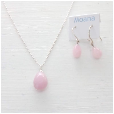 ティアドロップピアス&タイニードロップネックレス　Baby Pink