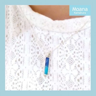 【レディース】スクエアペンダント Aqua Blue & Crystal Turquoise