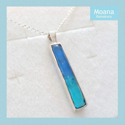 【レディース/メンズ】スクエアペンダント　Aqua Blue & Crystal Turquoise