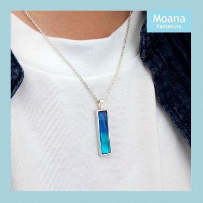 【レディース/メンズ】スクエアペンダント　Aqua Blue & Crystal Turquoise