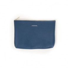 MASSTARD -MINIMAL LEATHER POUCH MEDIUM- NAVY