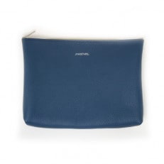 MASSTARD -MINIMAL LEATHER POUCH LARGE- NAVY