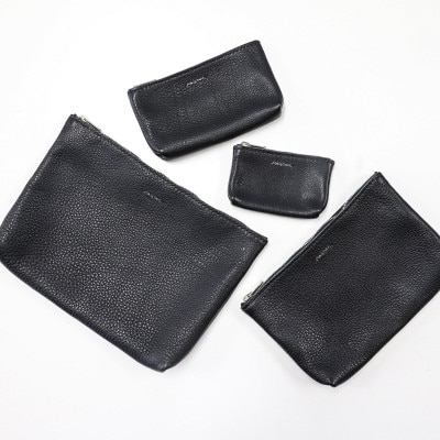MASSTARD -MINIMAL LEATHER POUCH SMALL- BLACK