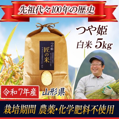 【農薬:栽培期間中不使用】つや姫 白米5kg 大粒1.9mm以上厳選 令和7年産