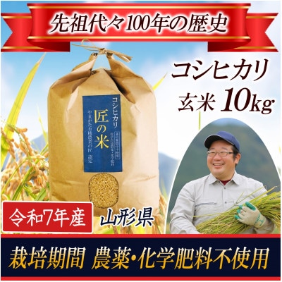 【農薬:栽培期間中不使用】 コシヒカリ 玄米10kg 大粒1.9mm以上厳選 令和7年産