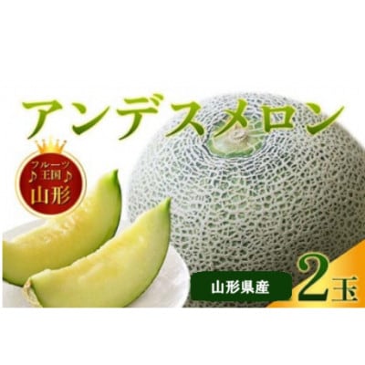 【2026年7月中旬より順次発送】♪フルーツ王国山形♪アンデスメロン(青肉)　2玉