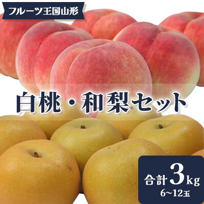 【2026年9月上旬より順次発送)】♪フルーツ王国山形♪　白桃・和梨セット 3kg(6～12玉程度)