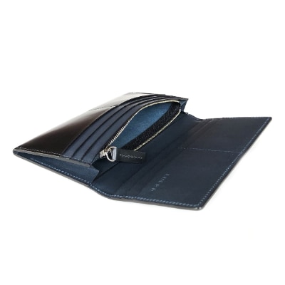 LUEGO コードバン 長財布 小銭入れ付き / ブラック×ネイビー