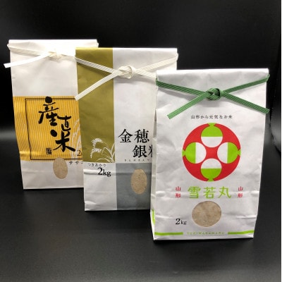 【2023年発送先行受付】雪若丸・つきあかり・ササニシキ食べ比べセット6kg