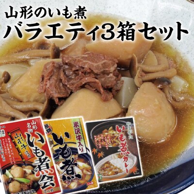 いも煮会 バラエティ3箱セット 米沢牛入り・山形牛入り・いも煮カレー