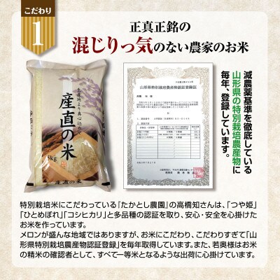 令和5年産　庄内地域の若手就労者が頑張っているお米　特別栽培米　つや姫5kg　精米