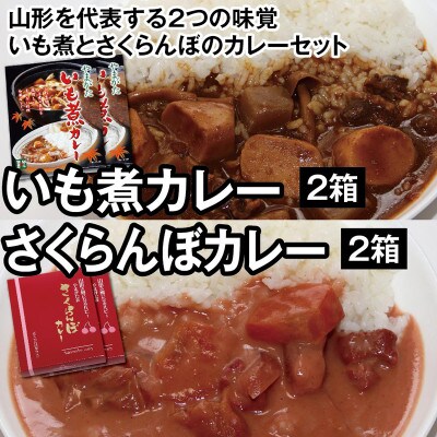 山形県の名産品　いも煮カレー2箱とさくらんぼカレー2箱セット