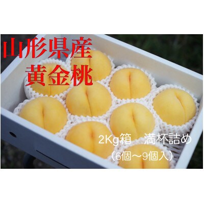 山形県産桃【黄金桃】2kg箱　満杯詰め(6個～9個入り)