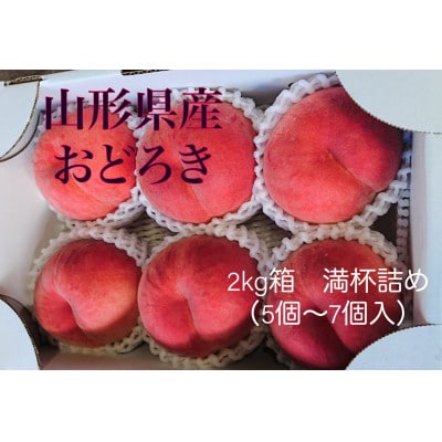 山形県産桃【おどろき】2kg箱　満杯詰め(5個～7個)