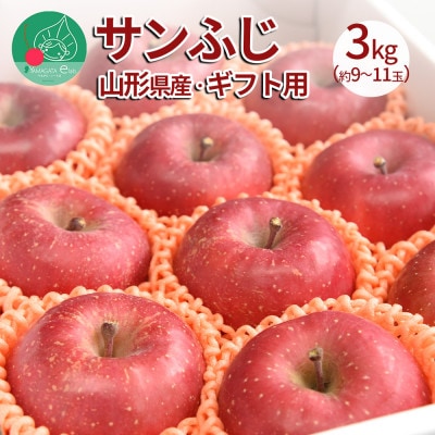 サンふじりんご 完熟 3kg (9～11玉前後) 山形県産 贈答用 秀品 【令和7年産 先行受付】